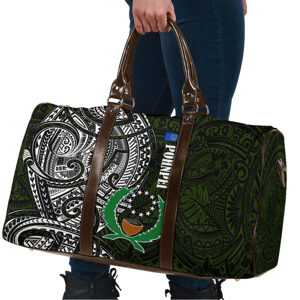 Pohnpei Federated States Of Micronesia Travel Bag Polynesian Tribal Heritage Art With Kaselehlie State Seal
