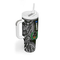 Pohnpei Federated States Of Micronesia Tumbler With Handle Polynesian Tribal Heritage Art With Kaselehlie State Seal