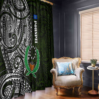 Pohnpei Federated States Of Micronesia Window Curtain Polynesian Tribal Heritage Art With Kaselehlie State Seal
