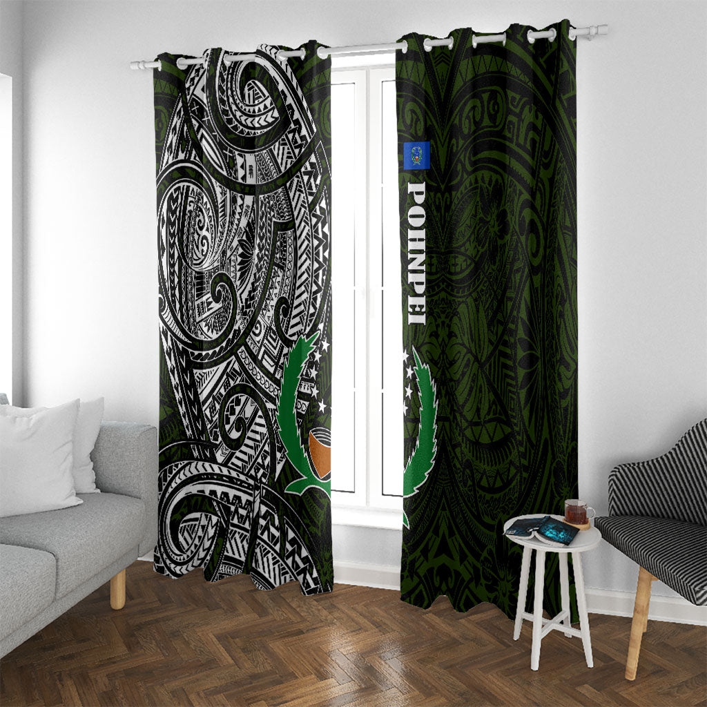 Pohnpei Federated States Of Micronesia Window Curtain Polynesian Tribal Heritage Art With Kaselehlie State Seal
