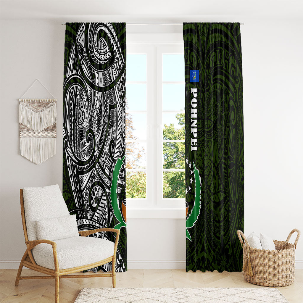 Pohnpei Federated States Of Micronesia Window Curtain Polynesian Tribal Heritage Art With Kaselehlie State Seal