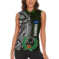 Pohnpei Federated States Of Micronesia Women Sleeveless Polo Shirt Polynesian Tribal Heritage Art With Kaselehlie State Seal