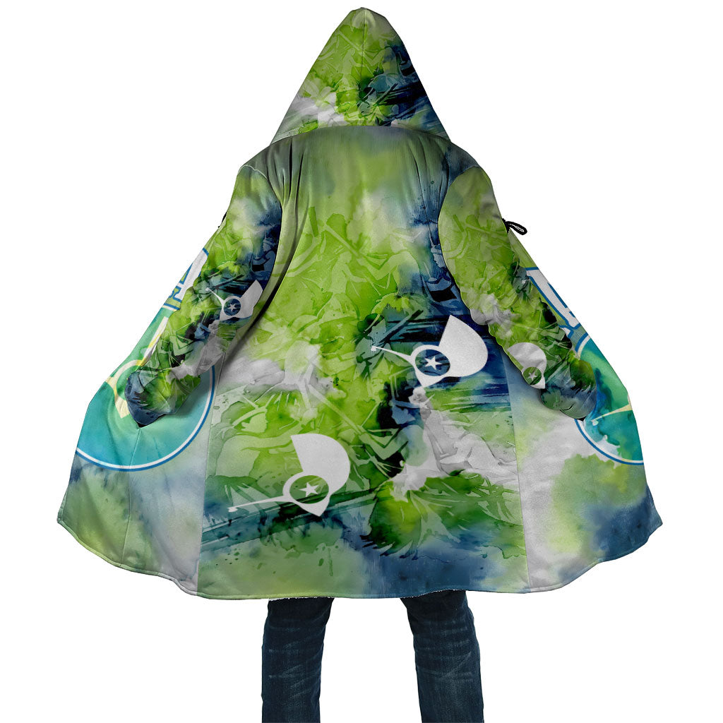 Yap Island Heritage Cultural Symbol Cloak Micronesian Flag Stone Money Watercolor Abstract Art Design TS04 Unisex Green Blue - Polynesian Pride