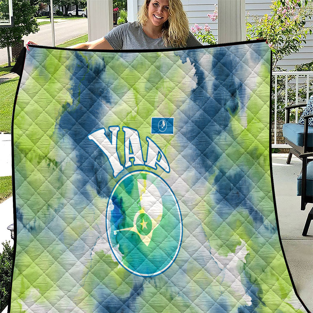 Yap Island Heritage Cultural Symbol Quilt Micronesian Flag Stone Money Watercolor Abstract Art Design TS04 Green Blue - Polynesian Pride