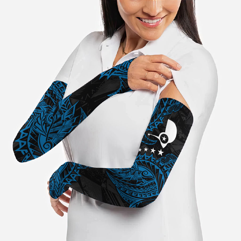 Yap Island Tribal Heritage Arm Sleeves Micronesian Polynesian Tattoo Pattern Blue Black Cultural Art