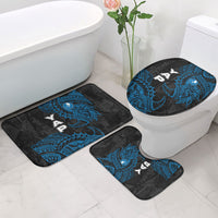 Yap Island Tribal Heritage Bathroom Set Micronesian Polynesian Tattoo Pattern Blue Black Cultural Art