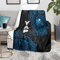 Yap Island Tribal Heritage Blanket Micronesian Polynesian Tattoo Pattern Blue Black Cultural Art