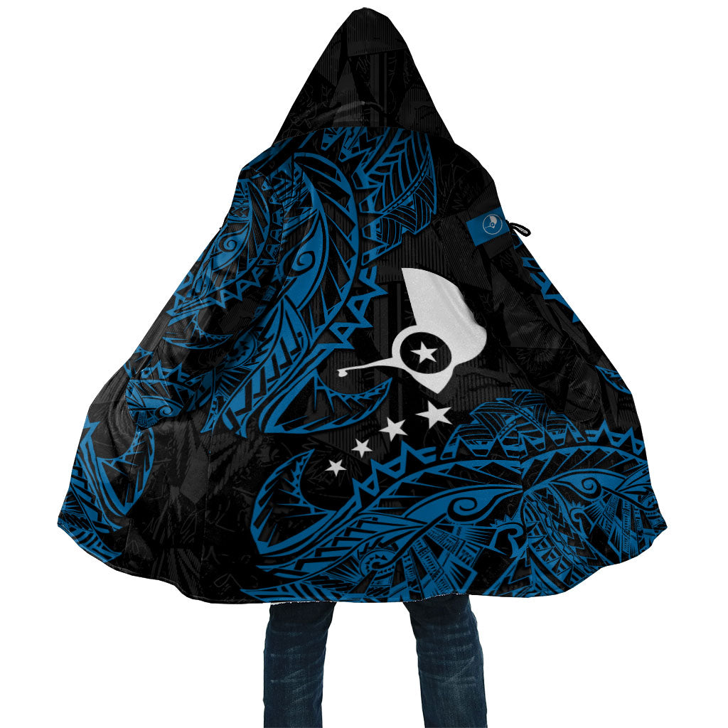 Yap Island Tribal Heritage Cloak Micronesian Polynesian Tattoo Pattern Blue Black Cultural Art TS04 Unisex Black Blue - Polynesian Pride