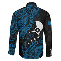 Yap Island Tribal Heritage Family Matching Mermaid Dress and Hawaiian Shirt Micronesian Polynesian Tattoo Pattern Blue Black Cultural Art