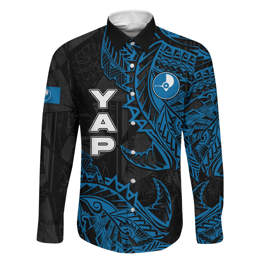 Yap Island Tribal Heritage Family Matching Puletasi and Hawaiian Shirt Micronesian Polynesian Tattoo Pattern Blue Black Cultural Art