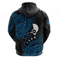 Yap Island Tribal Heritage Hoodie Micronesian Polynesian Tattoo Pattern Blue Black Cultural Art