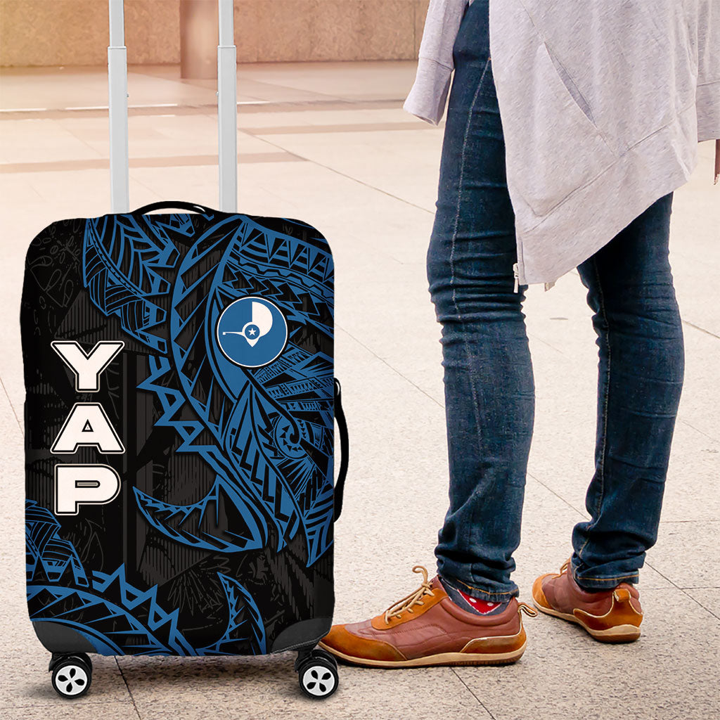 Yap Island Tribal Heritage Luggage Cover Micronesian Polynesian Tattoo Pattern Blue Black Cultural Art TS04 Black Blue - Polynesian Pride