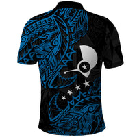 Yap Island Tribal Heritage Polo Shirt Micronesian Polynesian Tattoo Pattern Blue Black Cultural Art