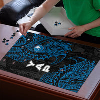 Yap Island Tribal Heritage Puzzle Micronesian Polynesian Tattoo Pattern Blue Black Cultural Art