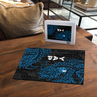 Yap Island Tribal Heritage Puzzle Micronesian Polynesian Tattoo Pattern Blue Black Cultural Art
