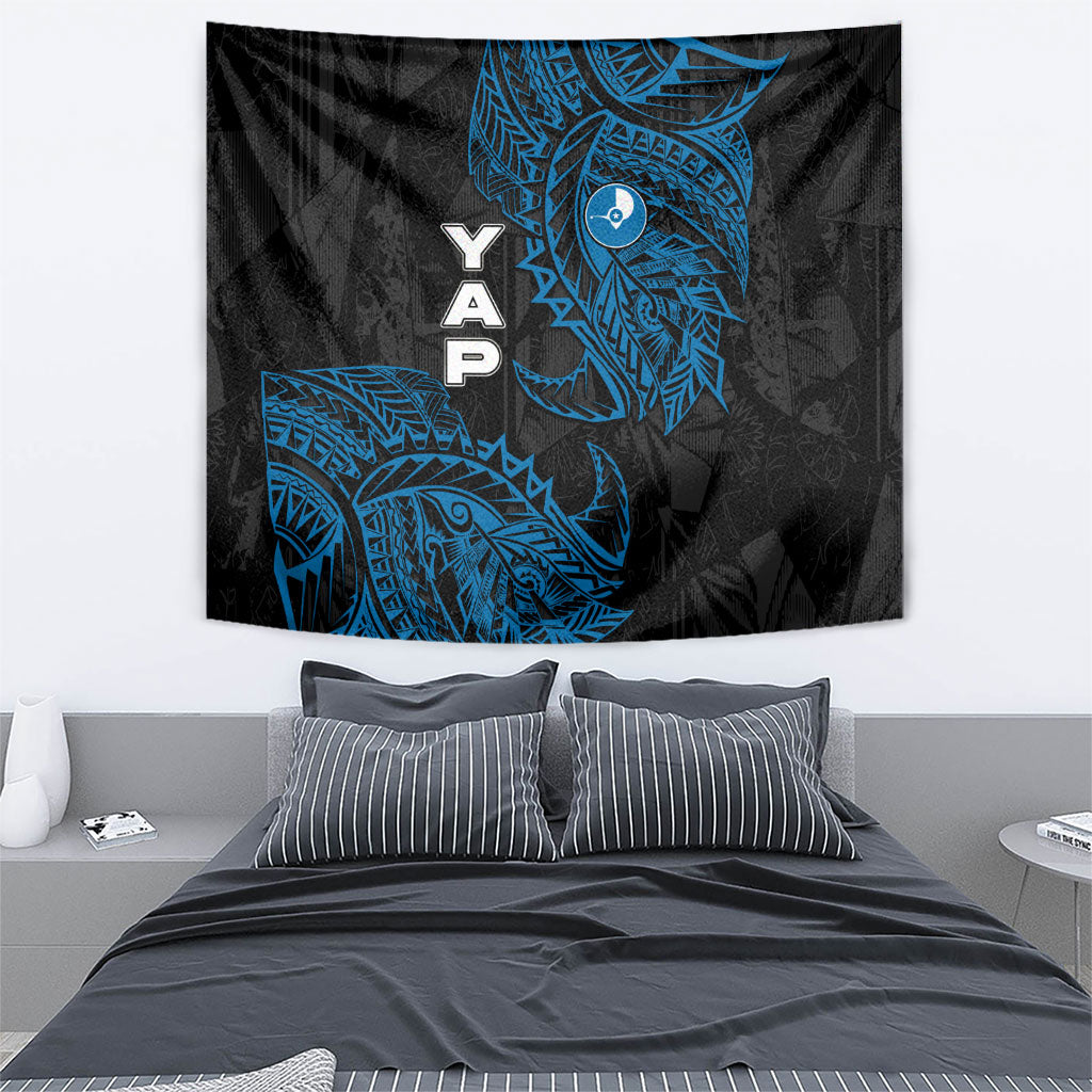 Yap Island Tribal Heritage Tapestry Micronesian Polynesian Tattoo Pattern Blue Black Cultural Art