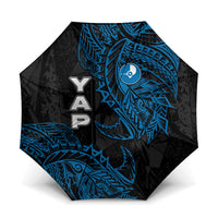 Yap Island Tribal Heritage Umbrella Micronesian Polynesian Tattoo Pattern Blue Black Cultural Art