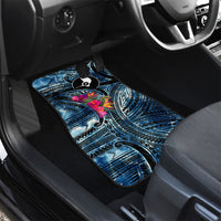 Yap Day Island Floral Tribal Heritage Car Mats Micronesian Hibiscus Pattern Polynesian Tattoo Blue Art