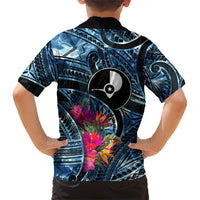 Yap Day Island Floral Tribal Heritage Hawaiian Shirt Micronesian Hibiscus Pattern Polynesian Tattoo Blue Art