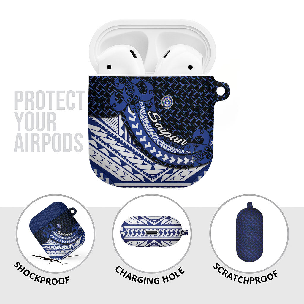 Northern Mariana Islands Saipan AirPods Case Polynesian Tribal Pattern - Commonwealth Seal Art TS04 - Polynesian Pride