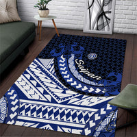 Northern Mariana Islands Saipan Area Rug Polynesian Tribal Pattern - Commonwealth Seal Art TS04 Blue White - Polynesian Pride