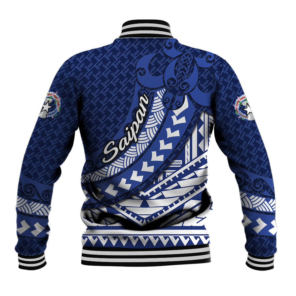 Northern Mariana Islands Saipan Baseball Jacket Polynesian Tribal Pattern - Commonwealth Seal Art TS04 - Polynesian Pride