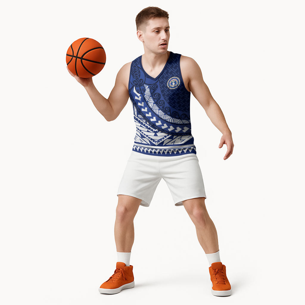 Northern Mariana Islands Saipan Basketball Jersey Polynesian Tribal Pattern - Commonwealth Seal Art TS04 - Polynesian Pride