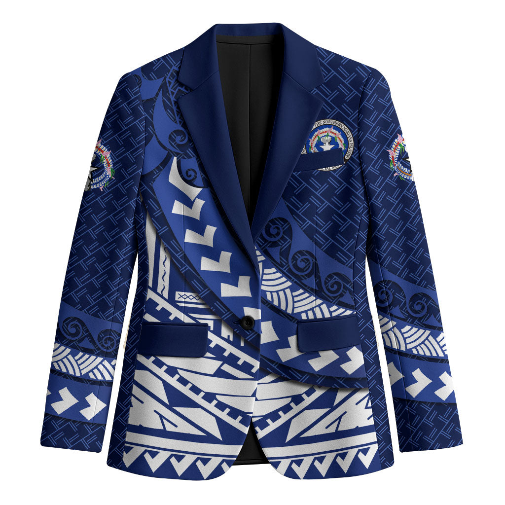 Northern Mariana Islands Saipan Blazer Polynesian Tribal Pattern - Commonwealth Seal Art