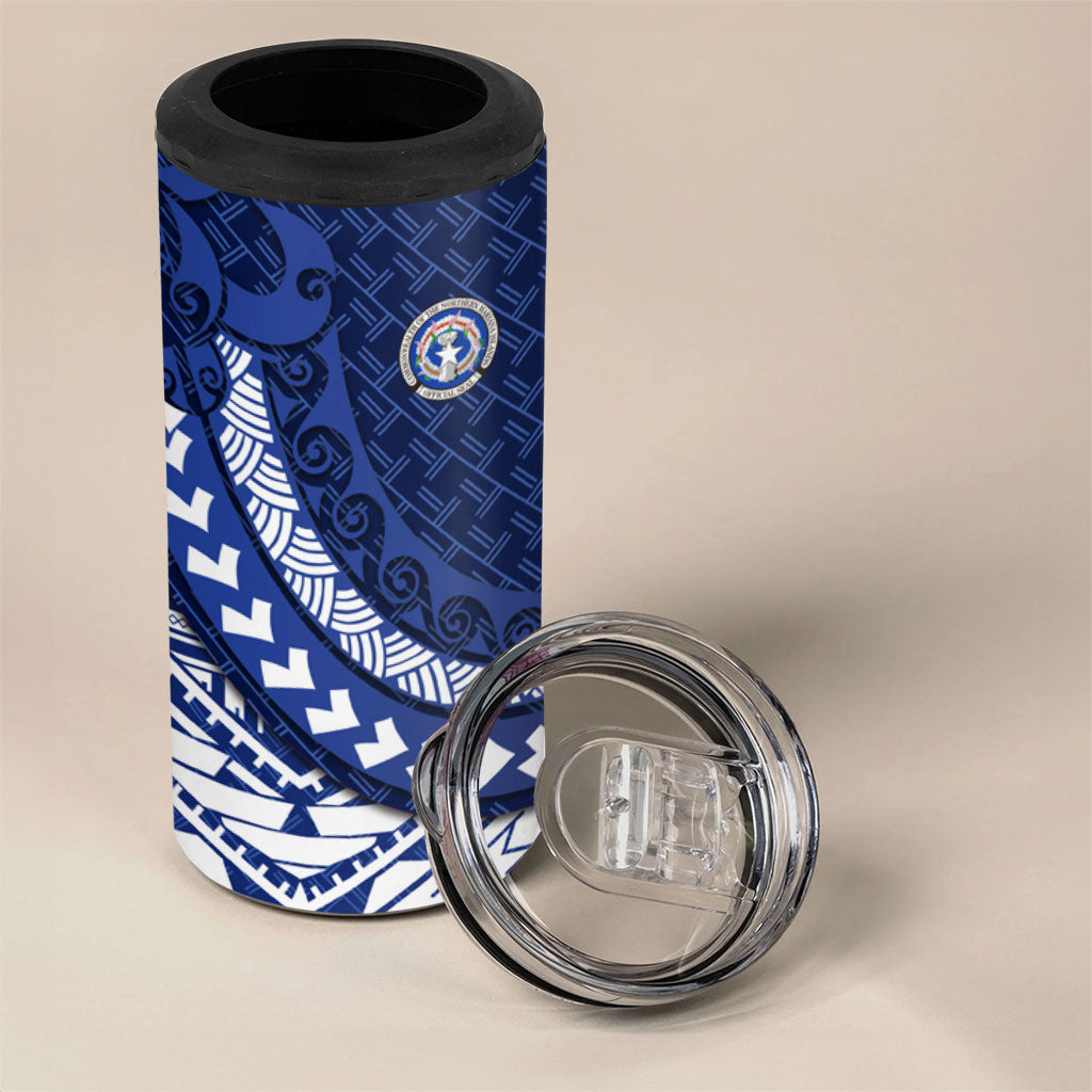 Northern Mariana Islands Saipan 4 in 1 Can Cooler Tumbler Polynesian Tribal Pattern - Commonwealth Seal Art TS04 - Polynesian Pride