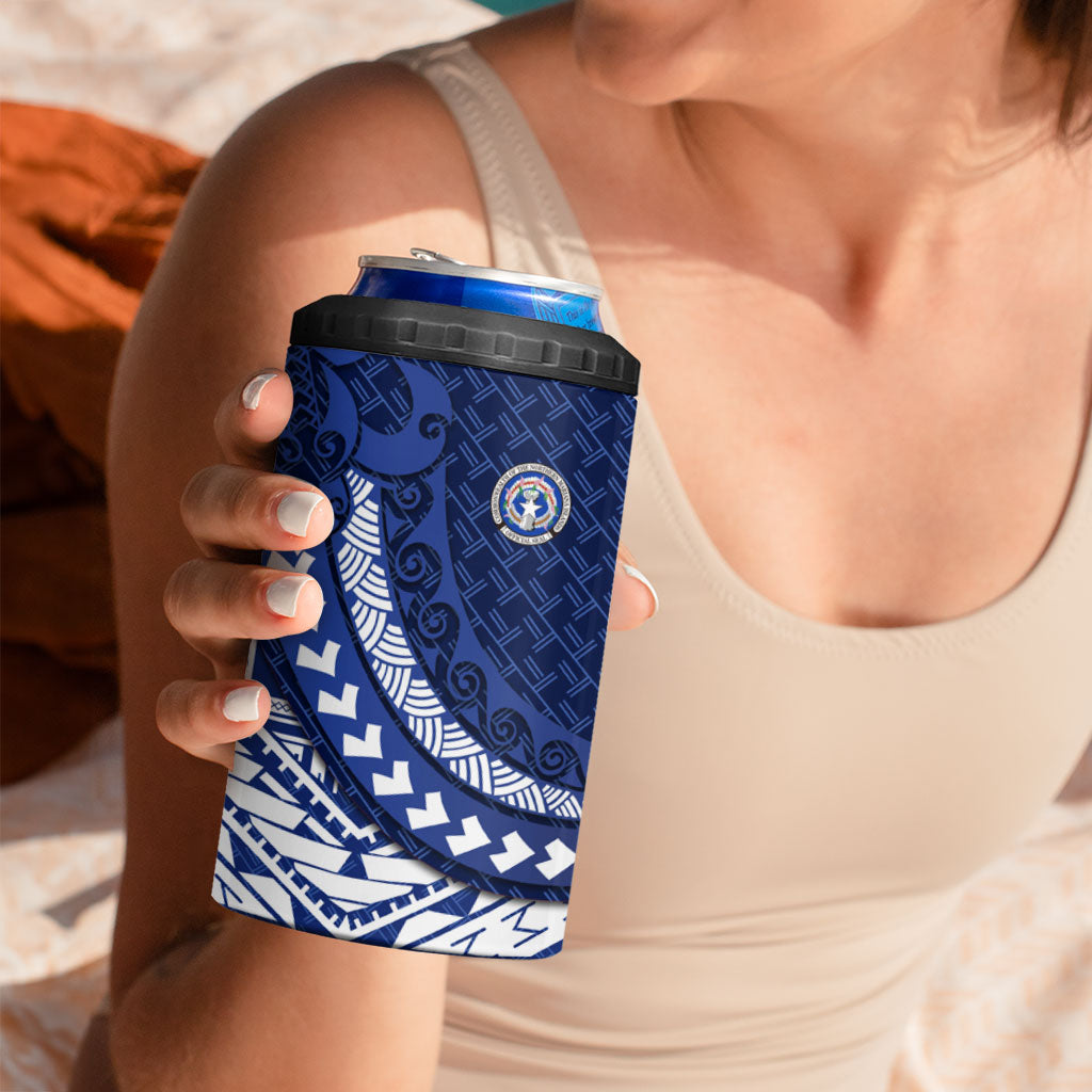 Northern Mariana Islands Saipan 4 in 1 Can Cooler Tumbler Polynesian Tribal Pattern - Commonwealth Seal Art TS04 - Polynesian Pride
