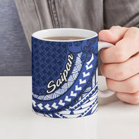 Northern Mariana Islands Saipan Ceramic Mug Polynesian Tribal Pattern - Commonwealth Seal Art TS04 - Polynesian Pride
