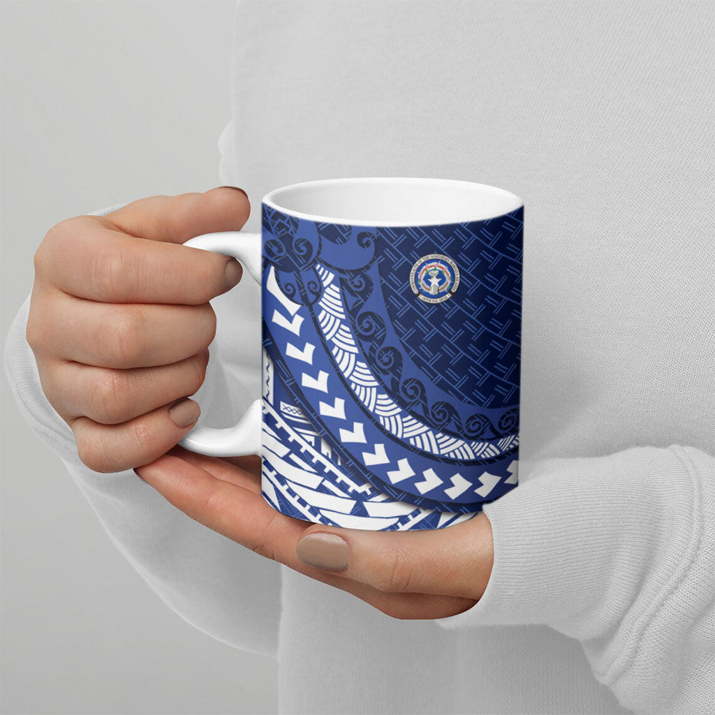 Northern Mariana Islands Saipan Ceramic Mug Polynesian Tribal Pattern - Commonwealth Seal Art TS04 - Polynesian Pride