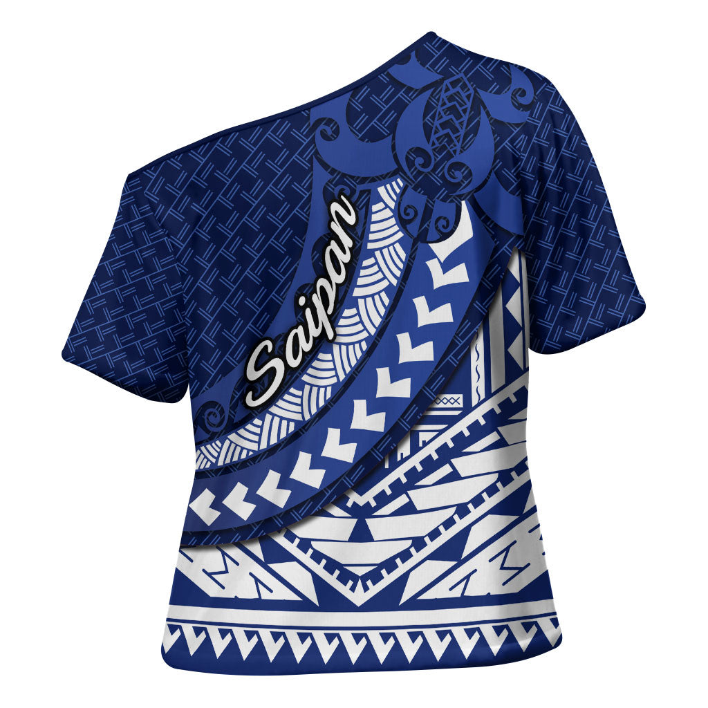 Northern Mariana Islands Saipan Cross Shoulder Shirt Polynesian Tribal Pattern - Commonwealth Seal Art TS04 - Polynesian Pride