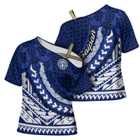 Northern Mariana Islands Saipan Cross Shoulder Shirt Polynesian Tribal Pattern - Commonwealth Seal Art TS04 - Polynesian Pride