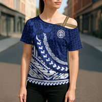 Northern Mariana Islands Saipan Cross Shoulder Shirt Polynesian Tribal Pattern - Commonwealth Seal Art TS04 - Polynesian Pride