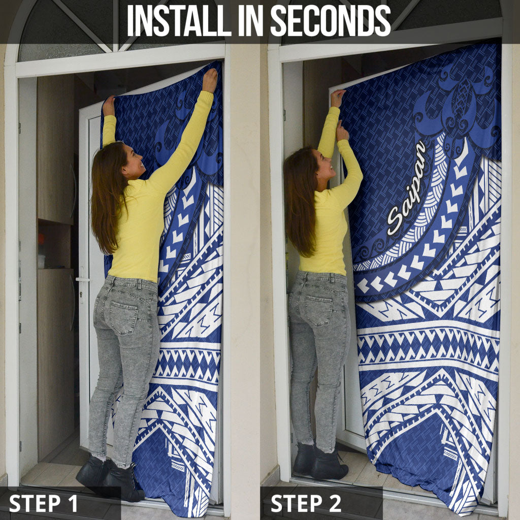 Northern Mariana Islands Saipan Door Cover Polynesian Tribal Pattern - Commonwealth Seal Art TS04 - Polynesian Pride