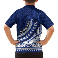 Northern Mariana Islands Saipan Family Matching Off Shoulder Short Dress and Hawaiian Shirt Polynesian Tribal Pattern - Commonwealth Seal Art