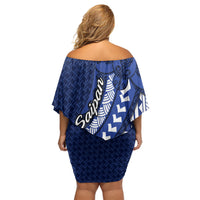 Northern Mariana Islands Saipan Family Matching Off Shoulder Short Dress and Hawaiian Shirt Polynesian Tribal Pattern - Commonwealth Seal Art