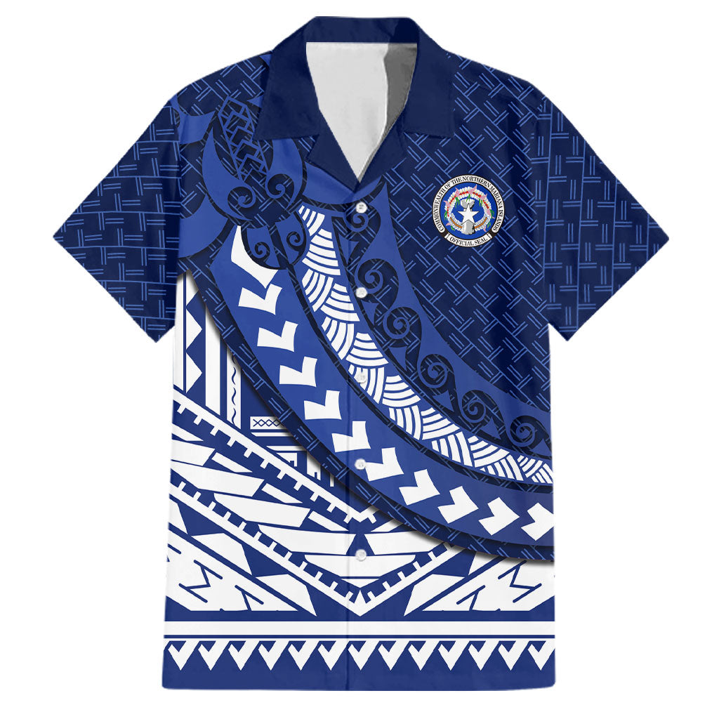 Northern Mariana Islands Saipan Family Matching Summer Maxi Dress and Hawaiian Shirt Polynesian Tribal Pattern - Commonwealth Seal Art