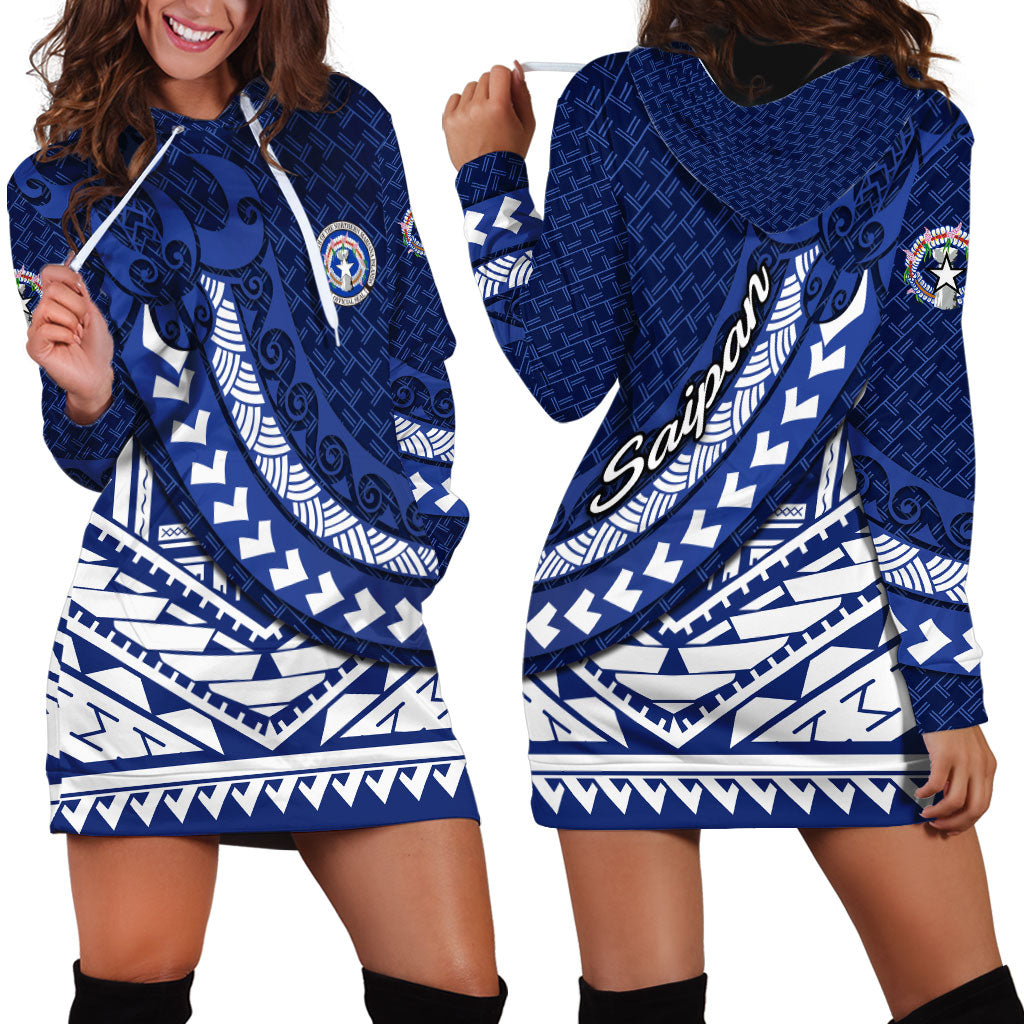 Northern Mariana Islands Saipan Hoodie Dress Polynesian Tribal Pattern - Commonwealth Seal Art TS04 - Polynesian Pride