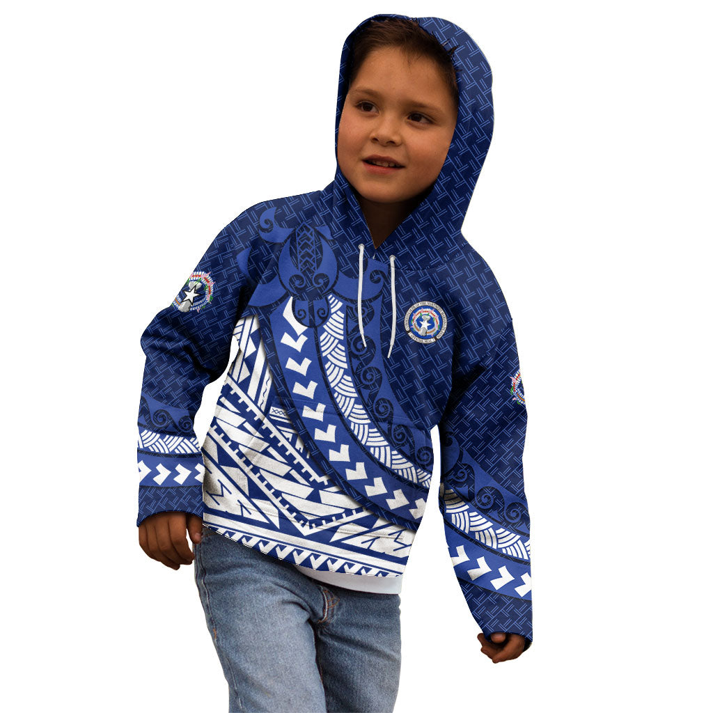Northern Mariana Islands Saipan Kid Hoodie Polynesian Tribal Pattern - Commonwealth Seal Art TS04 - Polynesian Pride