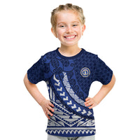 Northern Mariana Islands Saipan Kid T Shirt Polynesian Tribal Pattern - Commonwealth Seal Art TS04 Blue White - Polynesian Pride
