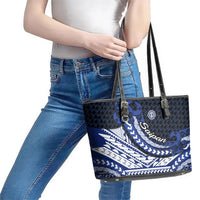 Northern Mariana Islands Saipan Leather Tote Bag Polynesian Tribal Pattern - Commonwealth Seal Art TS04 - Polynesian Pride