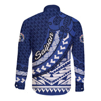 Northern Mariana Islands Saipan Long Sleeve Button Shirt Polynesian Tribal Pattern - Commonwealth Seal Art TS04 - Polynesian Pride
