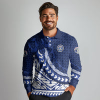 Northern Mariana Islands Saipan Long Sleeve Polo Shirt Polynesian Tribal Pattern - Commonwealth Seal Art TS04 - Polynesian Pride
