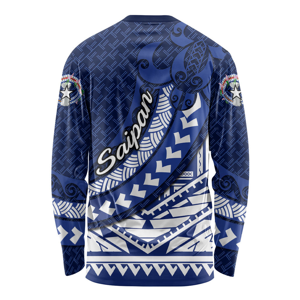 Northern Mariana Islands Saipan Long Sleeve Shirt Polynesian Tribal Pattern - Commonwealth Seal Art TS04 - Polynesian Pride