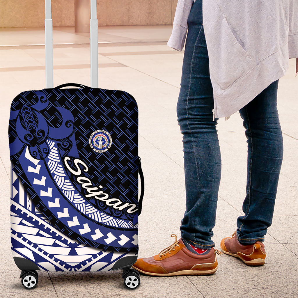 Northern Mariana Islands Saipan Luggage Cover Polynesian Tribal Pattern - Commonwealth Seal Art
