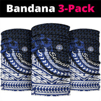 Northern Mariana Islands Saipan Neck Gaiter Polynesian Tribal Pattern - Commonwealth Seal Art TS04 package One Size: 25*50cm Blue White - Polynesian Pride