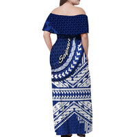 Northern Mariana Islands Saipan Off Shoulder Maxi Dress Polynesian Tribal Pattern - Commonwealth Seal Art TS04 - Polynesian Pride