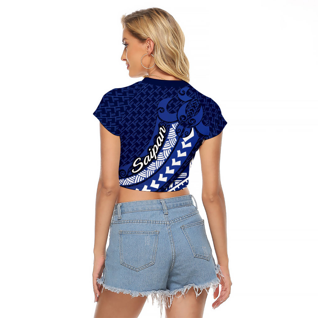 Northern Mariana Islands Saipan Raglan Cropped T Shirt Polynesian Tribal Pattern - Commonwealth Seal Art TS04 - Polynesian Pride